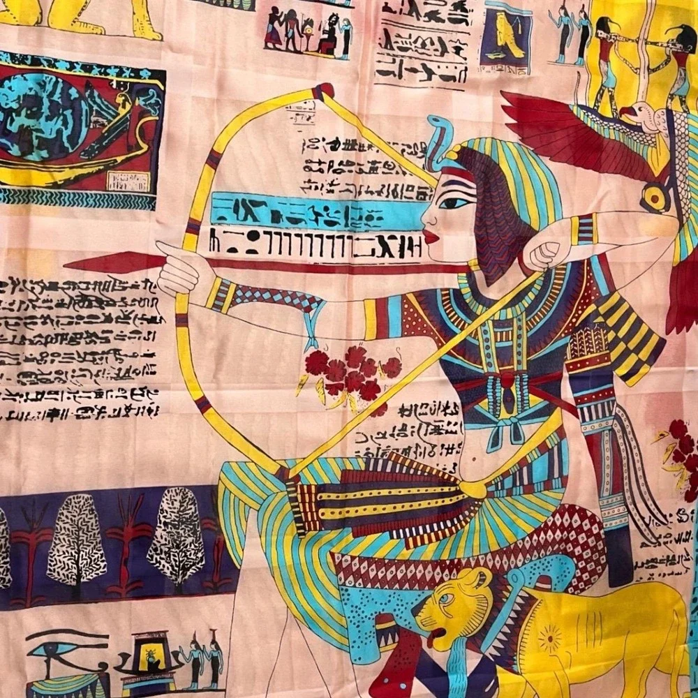 Vintage Mary McFadden Cult of Osiris Scarf /Scarab Holder/Pin/Brooch‎ Egyptian